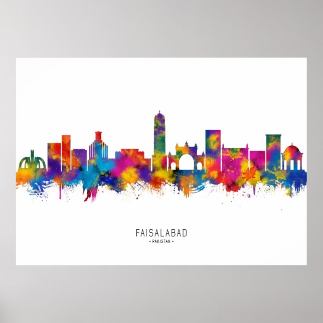Poster Faisalabad Pakistan Skyline (Frente)