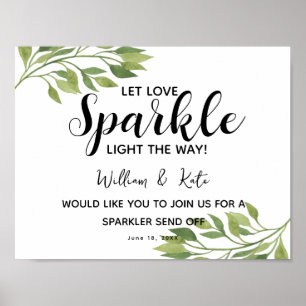 Pôster faísca verde folha foliage manda o casamento