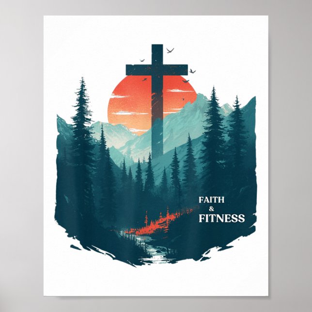 Poster Faith &amp; Fitness Christian - Workout Motivation (Frente)