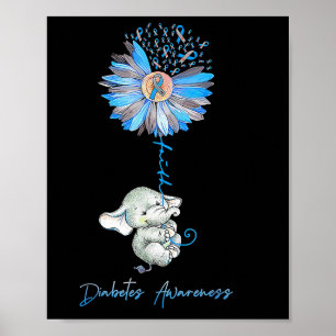 Poster Faith Cute Elephants Sunflower Diabetes Sensibiliz