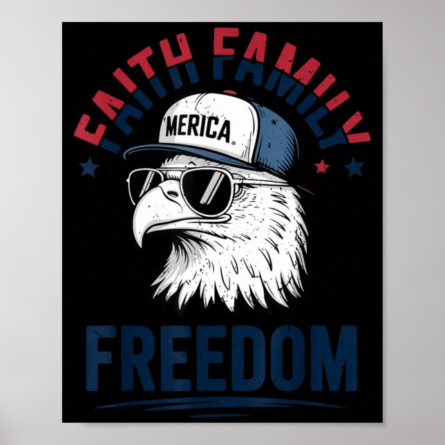Poster Faith Family Dom Bald Eagle Patriotic Boys America (Frente)