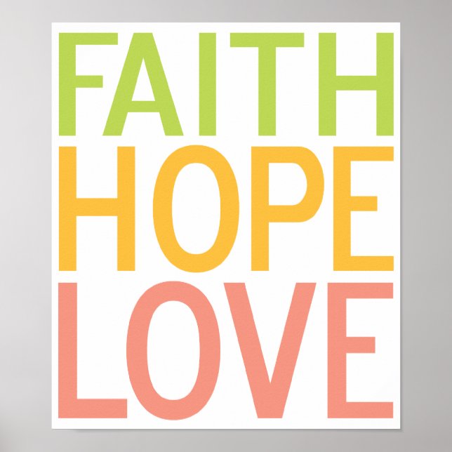 Poster Faith Hope ama arte-Poster inspiradora cristã (Frente)