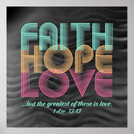 Poster Faith Hope ama Bíblia cristã Verso Retro
