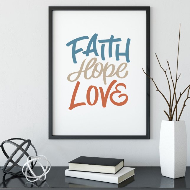 Poster Faith Hope ama Caligrafia de Pincel (Criador carregado)
