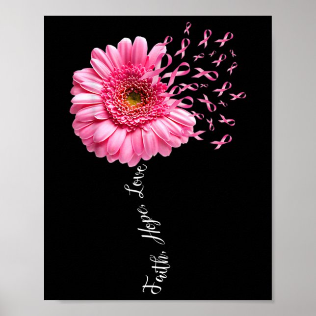 Poster Faith Hope ama Cinza Rosa Fita Daisse Breve Ca (Frente)