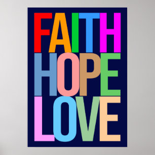 Poster Faith Hope ama colorido positivo