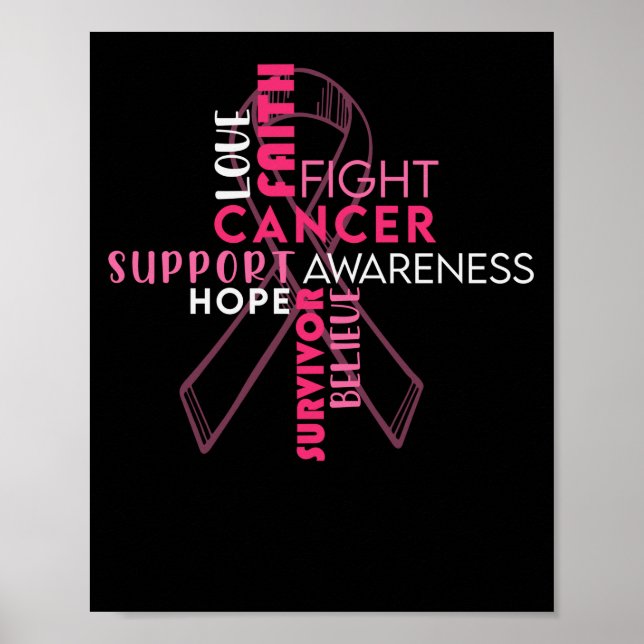 Poster Faith Hope ama Consciência do Cancer da Mama (Frente)