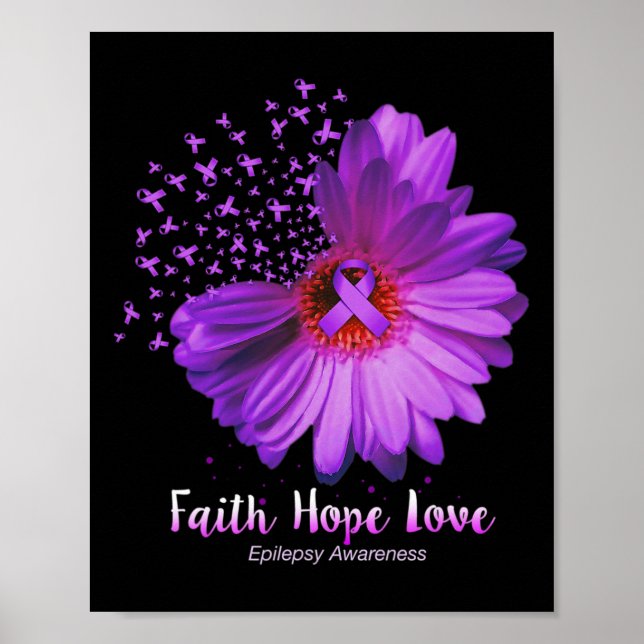 Poster Faith Hope ama Consciência Epilepsia Girassol (Frente)