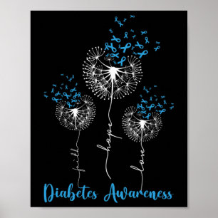 Poster Faith Hope ama Dandelion Flower Diabetes Awarenes