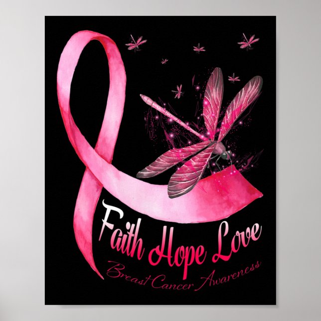 Poster Faith Hope ama Dragonfly Cancer Sensibilização (Frente)