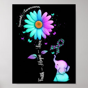 Poster Faith Hope ama elefante girassol suicídio Awarene