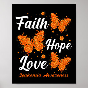 Poster Faith Hope ama Leucemia Sensibilização Borboleta