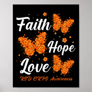Poster Faith Hope ama Rsd Crps Consciência Borboleta