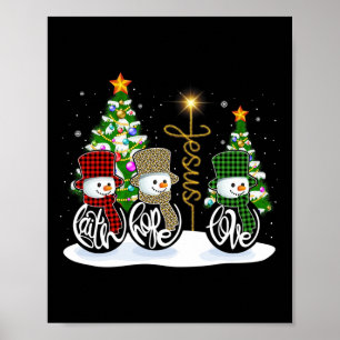 Poster Faith Hope ama Snowman Jesus Diversão Xmas Cross P