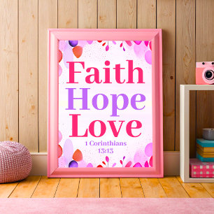 Poster Faith hope e ama Boho Christian Teen Girl Art