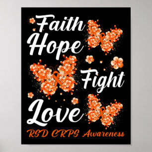 Poster Faith Hope Fight Love RSD CRPS Awarness Butterfly