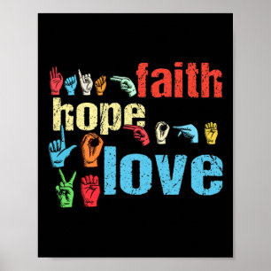 Poster Faith Hope Love American Sign Language Christian E
