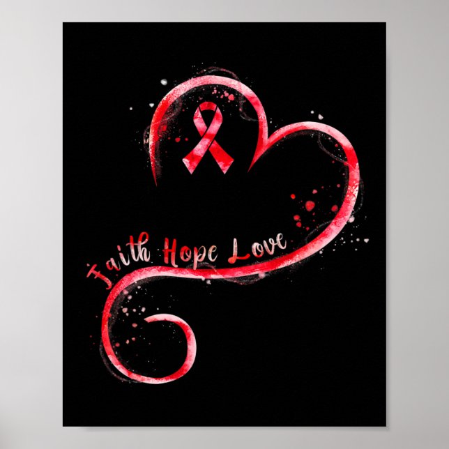 Poster Faith Hope Love Burgundy Ribbon Brain Aneurysm Awa (Frente)