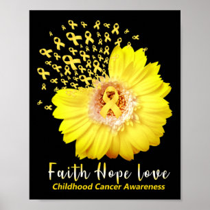 Poster Faith Hope Love Fita de Conscientização do Câncer
