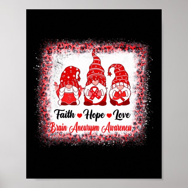 Poster Faith Hope Love Gnomos Cérebros Aneurisma Sensibil (Frente)