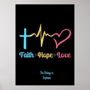 Poster Faith Hope Love Hearts