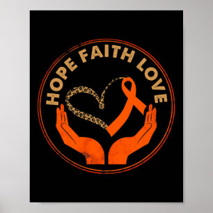 Poster Faith Hope Love Leukemia Consciência Coração Laran