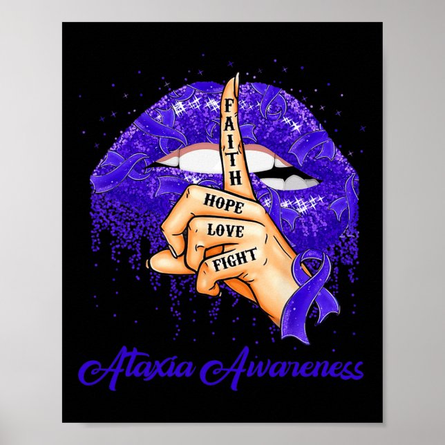 Poster Faith Hope Love Lutar Contra Ataxia Azul (Frente)