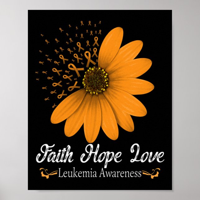 Poster Faith Hope Love Orange Ribbon Sanguage Support (Frente)