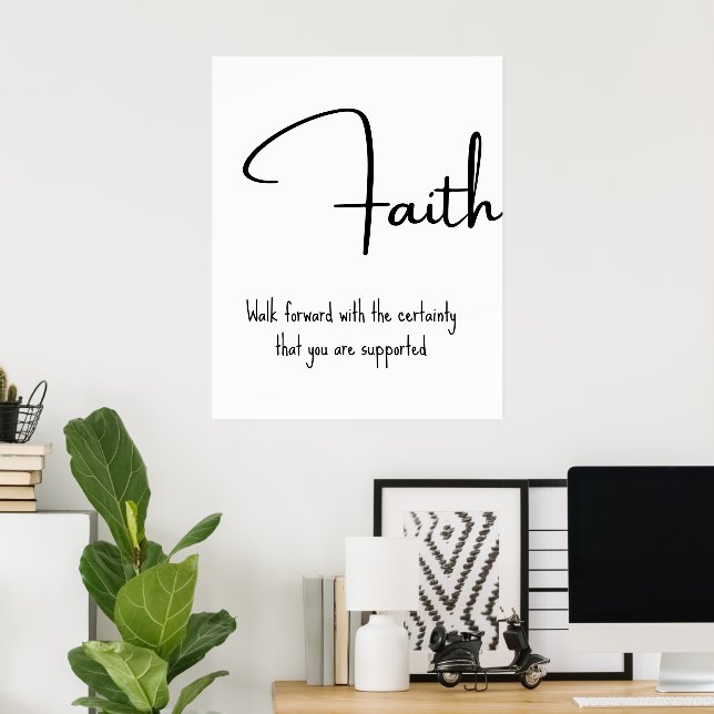 Poster Faith Inspirational Quote Wall Print (Escritório em casa)