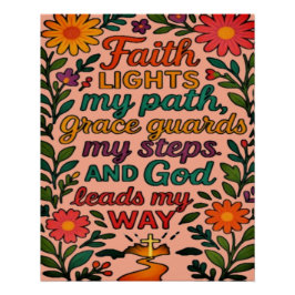 Pôster Faith Lights My Path Christian Art - Inspirational