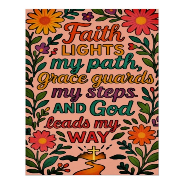 Pôster Faith Lights My Path Christian Art - Inspirational (Frente)