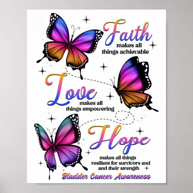 Poster Faith Love Hope Butterfly Roxo BladeCancer Aw (Frente)