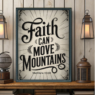 Poster Faith Mover Montanhas Vintage Arte Cristã