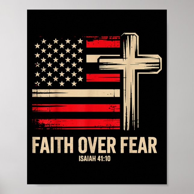 Poster Faith Over Fear American Flag  (Frente)