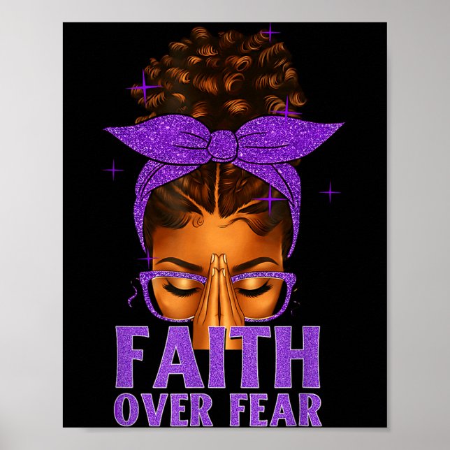 Poster Faith Over Fear Black Women Afro Christian African (Frente)