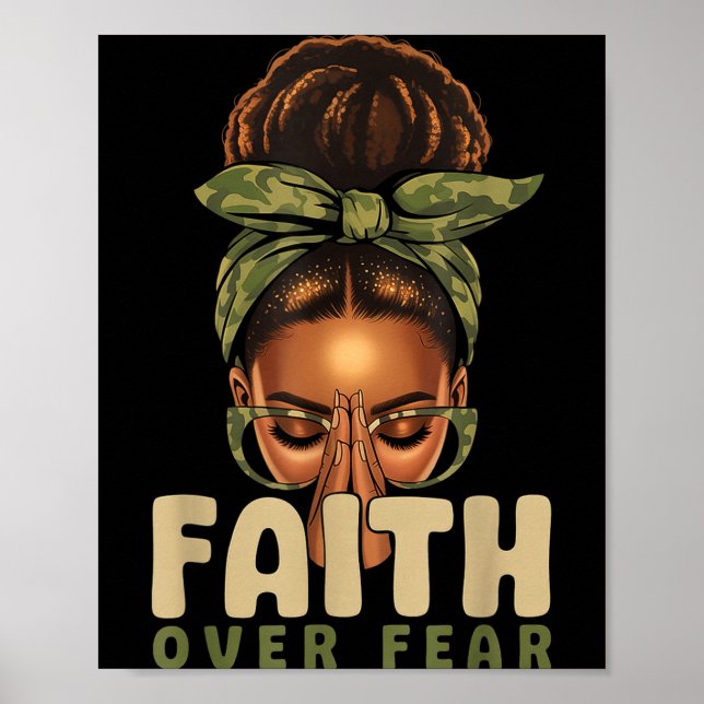 Poster Faith Over Fear Christian Camo African American Af (Frente)