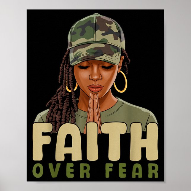 Poster Faith Over Fear Christian Camo African American Af (Frente)