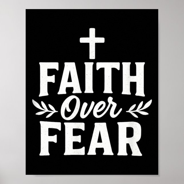 Poster Faith Over Fear Christian Motivational Bible Verse (Frente)