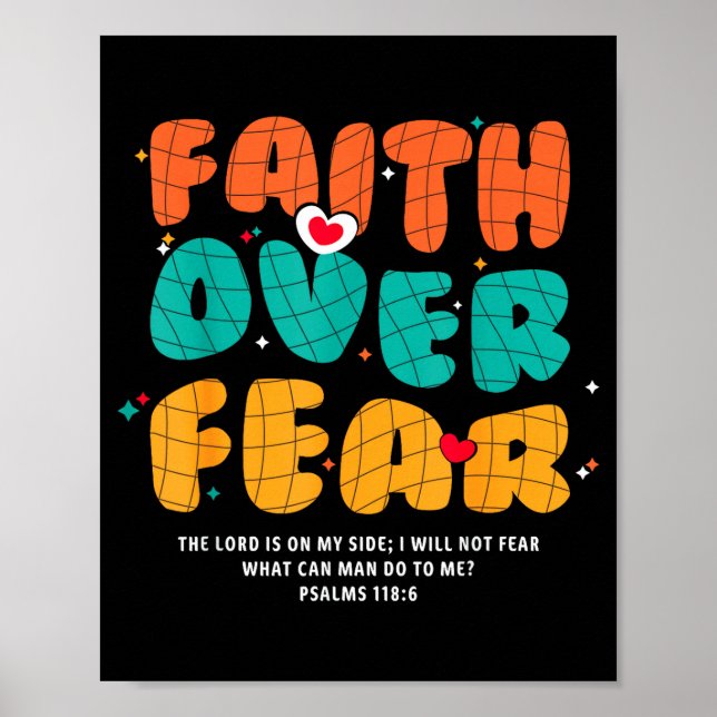 Poster Faith Over Fear Christian Religious Groovy Men Wom (Frente)