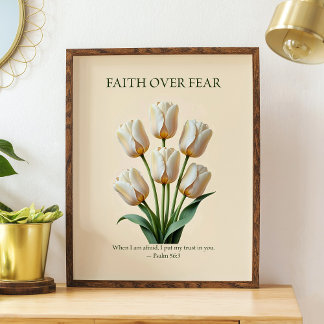 Poster Faith over fear, floral Christian wall art