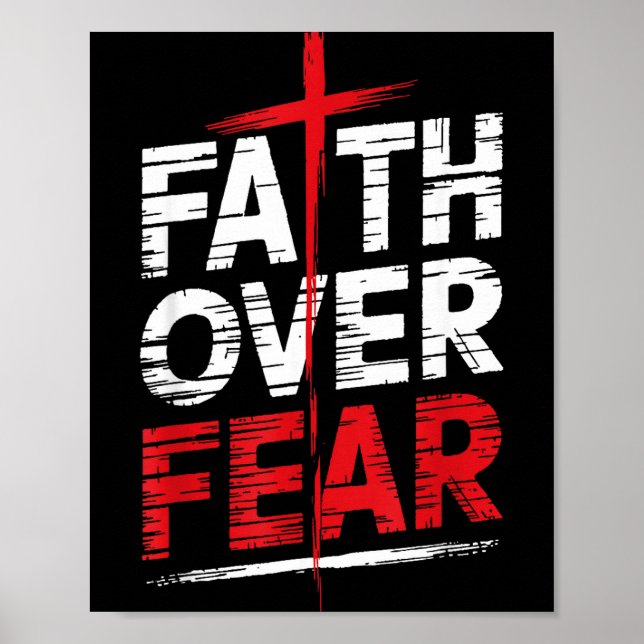 Poster Faith Over Fear With Cross Christian Men  (Frente)