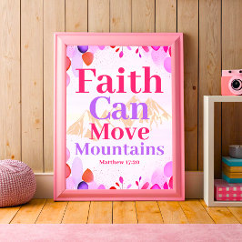 Poster Faith pode mover montanhas Boho Christian Teen Gir