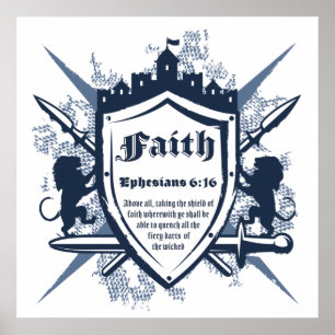 Poster Faith Shield Christian Faith Bíblia Verse Ephesia