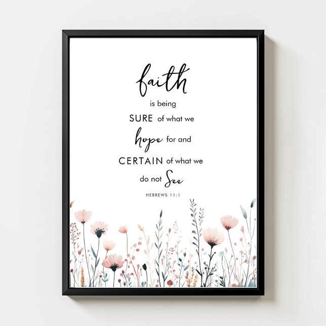 Poster Faith Watercolor Wildflowers Bible Verse Print (Criador carregado)
