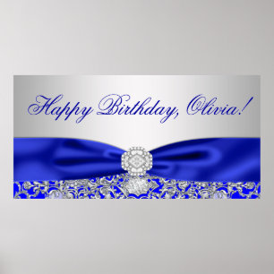 Pôster Faixa de Aniversário Azul Real