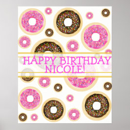 Pôster Faixa de Aniversário Moderna de Donuts com Granula