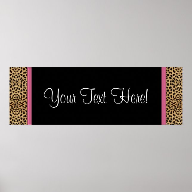 Poster Faixa de Chuveiro de Bebê Leopardo Rosa (Frente)