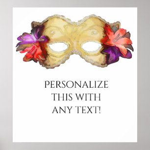 Pôster Faixa de Máscara de Mascarada Floral Tropical