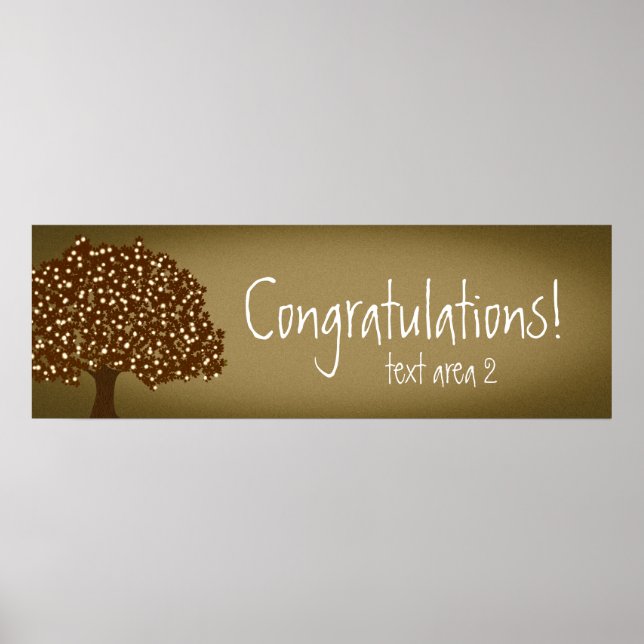 Pôster Faixa de Partido Rústico da Árvore Iluminada pela  (Frente)