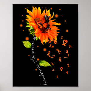 Poster Faixa Laranja Borboleta Girassol Leucemia Awarene